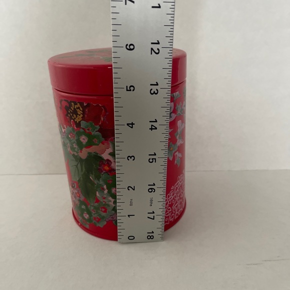 Original Pioneer Woman RED Tin Floral Canister Metal - Picture 5 of 10